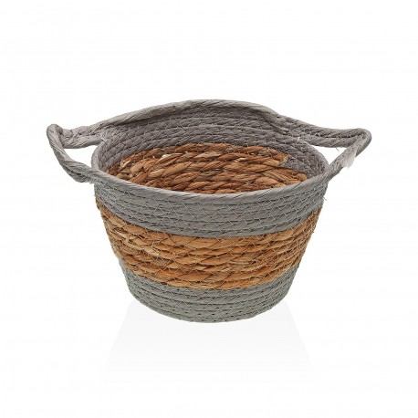 GREY ROUND BASKET WITH HANDLES
