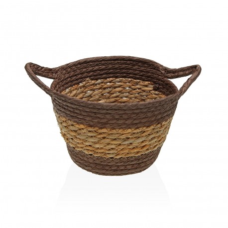 BROWN ROUND BASKET WITH HANDLES