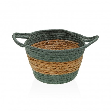 GREEN ROUND BASKET WITH HANDLES