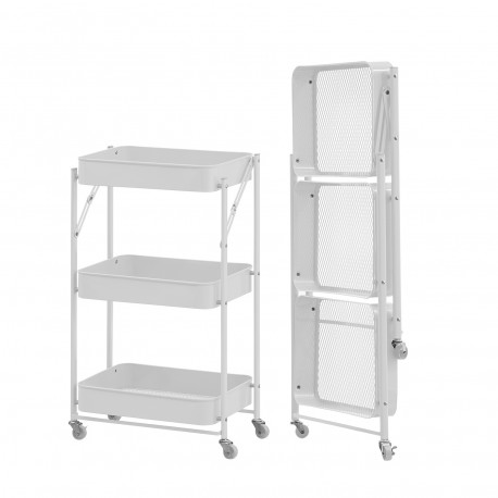 WHITE METAL FOLDING TROLLEY