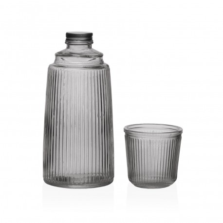 BLACK GLASS BOTTLE WITH CUP