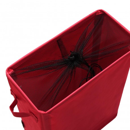 LONG RED LAUNDRY HAMPER WITH MESH COVER