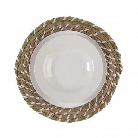 GREEN AND WHITE PLACEMAT 38 CM