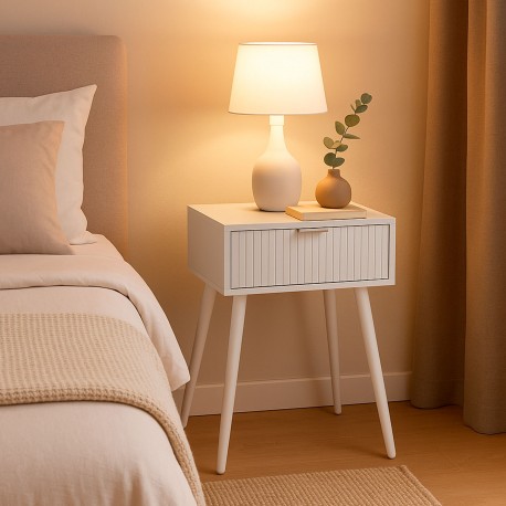 NOLAN WHITE BEDSIDE TABLE