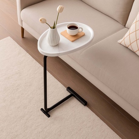 WHITE MARBLE EFFECT SIDE TABLE NELA