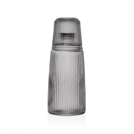 BLACK GLASS BOTTLE WITH CUP