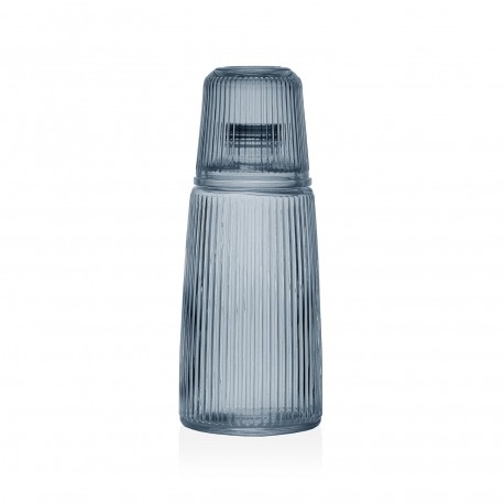 BLUE GLASS BOTTLE WITH CUP