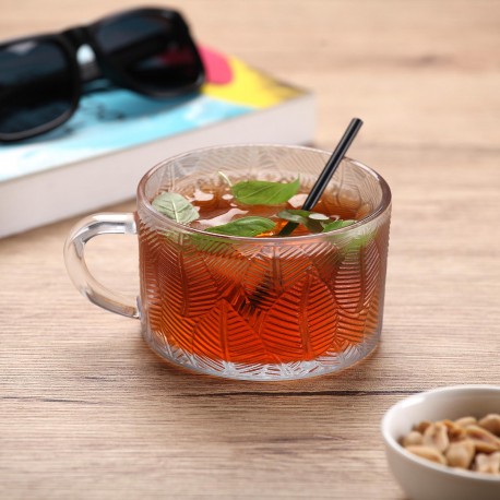 LEAF GLASS MUG 400ML