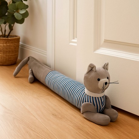CAT DOORSTOP WITH STRIPED SHIRT