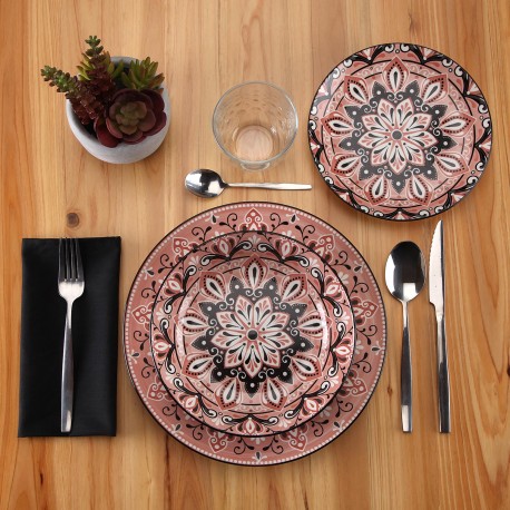 18-PIECE DINNER SET MOSAIC PINK