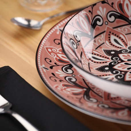 18-PIECE DINNER SET MOSAIC PINK