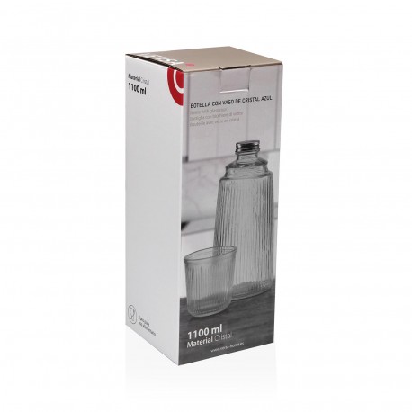 BLACK GLASS BOTTLE WITH CUP
