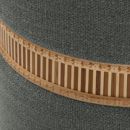 SET OF 2 DARK GREY BAMBOO RING STORAGE POUFFES