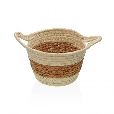 BEIGE ROUND BASKET WITH HANDLES