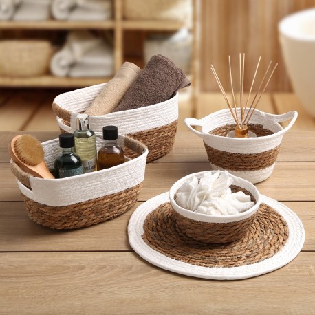 WHITE BASKET WITH HANDLES S