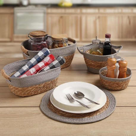GREY BASKET WITH HANDLES S