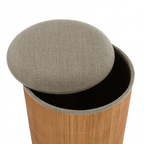 SET OF 2 GREY BAMBOO STORAGE POUFFES