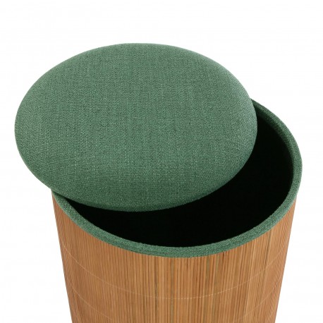 SET OF 2 GREEN BAMBOO STORAGE POUFFES
