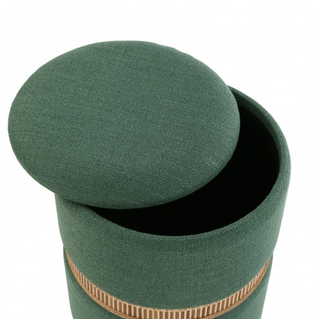 SET OF 2 GREEN BAMBOO RING STORAGE POUFFES