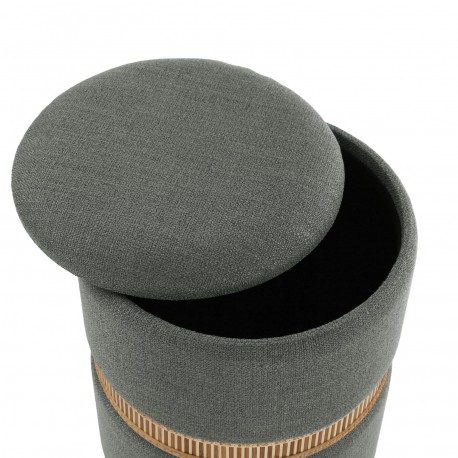 SET OF 2 DARK GREY BAMBOO RING STORAGE POUFFES