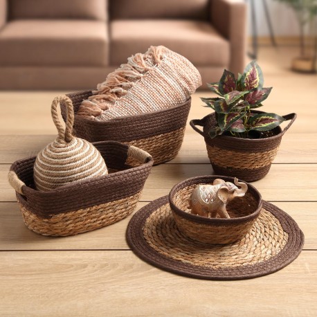 BROWN BASKET WITH HANDLES S
