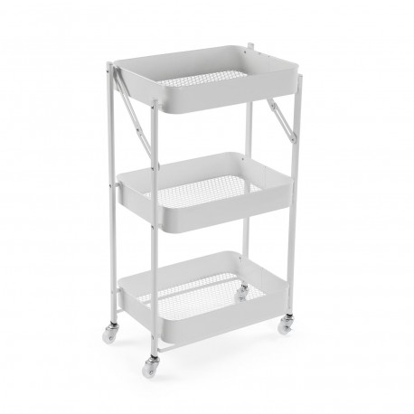 WHITE METAL FOLDING TROLLEY