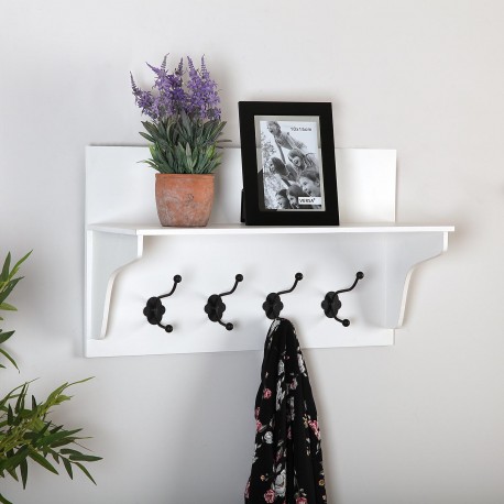 4 HOOKS WALL COAT RACK