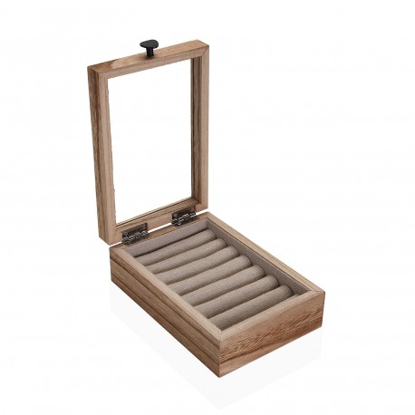 WOODEN JEWELLERY BOX WITH GLASS LID