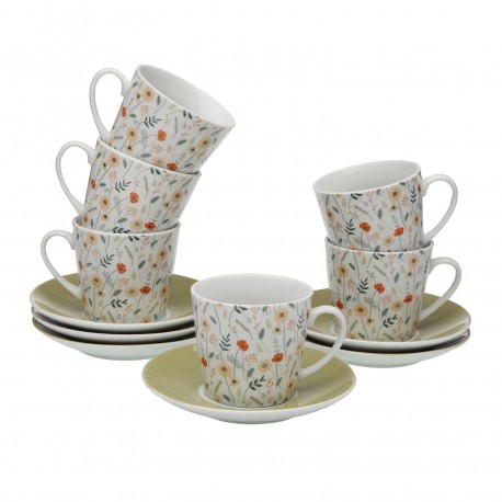 VERDI TEA SET 6 CUPS AND SAUCERS