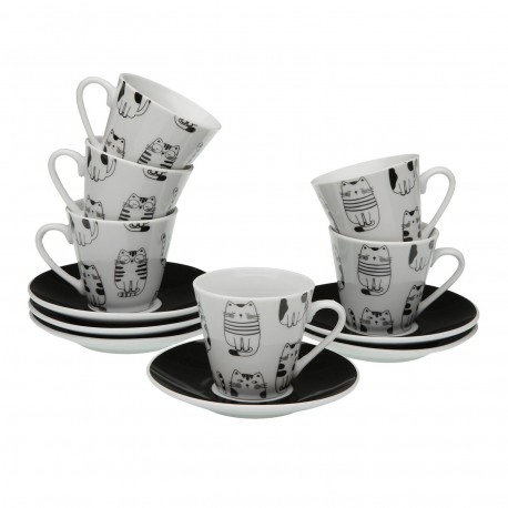 GATTO COFFEE CUP AND SAUCER SET OF 6
