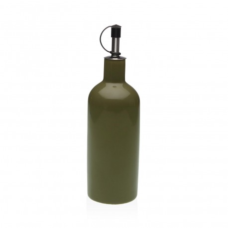 GREEN STONEWARE OIL BOTTLE