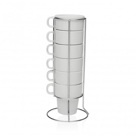 COFFEE CUP SET WITH STAND, SET OF 6