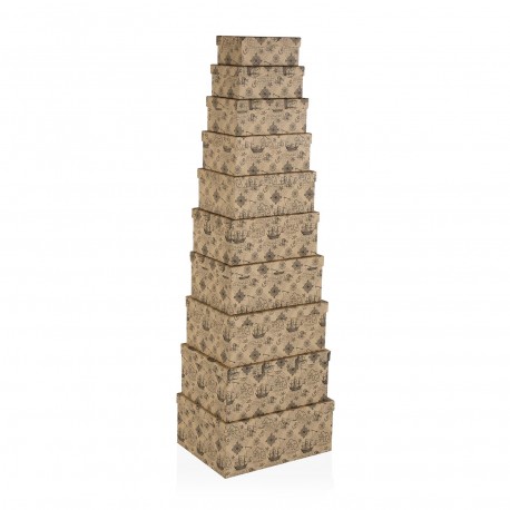 SET OF 10 "GALEON" CARDBOARD BOXES