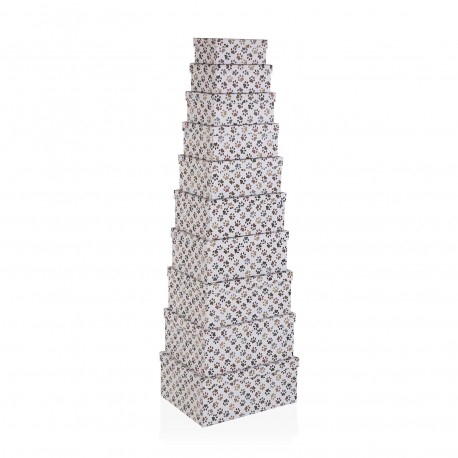 SET OF 10 "PETPRINT" CARDBOARD BOXES