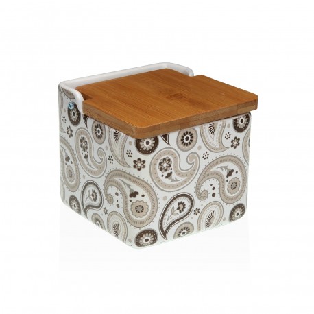 GLOB SALT BOWL WITH BAMBOO LID