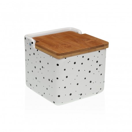 SPECKLE SALT BOWL WITH BAMBOO LID