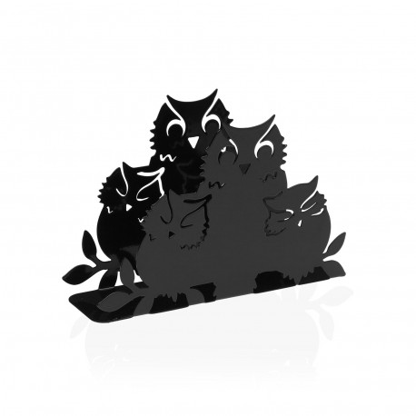 BLACK "OWLS FAMILY" NAPKIN HOLDER