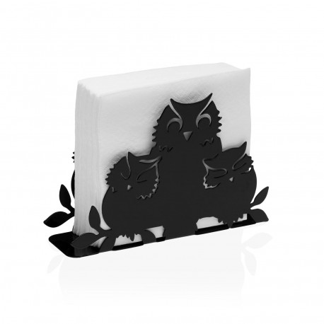BLACK "OWLS FAMILY" NAPKIN HOLDER
