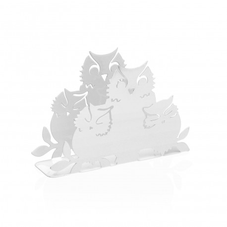 WHITE "OWLS FAMILY" NAPKIN HOLDER