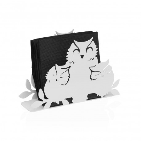 WHITE "OWLS FAMILY" NAPKIN HOLDER