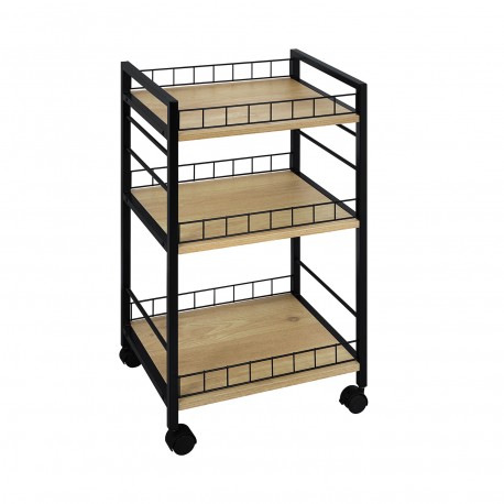 BLACK 3-BASKET TROLLEY WITH WHEELS