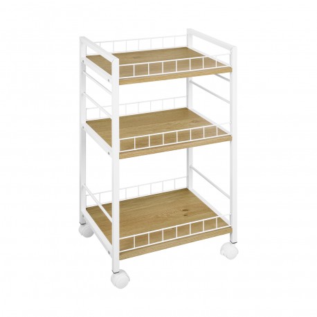 WHITE 3-BASKET TROLLEY WITH WHEELS