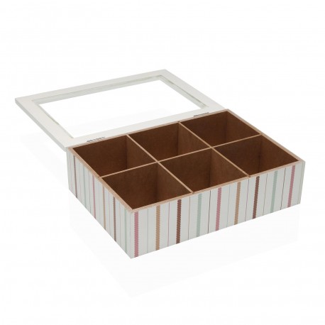 FLINT 6-COMPARTMENT WOODEN TEA BOX