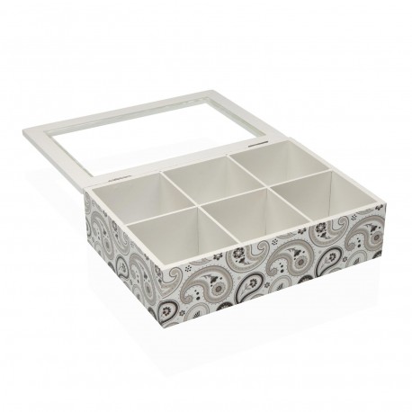 GLOBB 6-COMPARTMENT WOODEN TEA BOX