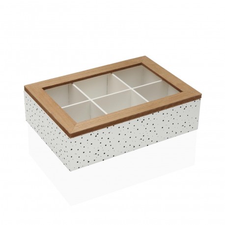 SPECKLE 6-COMPARTMENT WOODEN TEA BOX