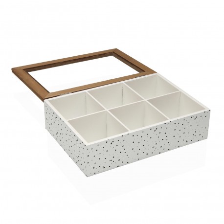 SPECKLE 6-COMPARTMENT WOODEN TEA BOX