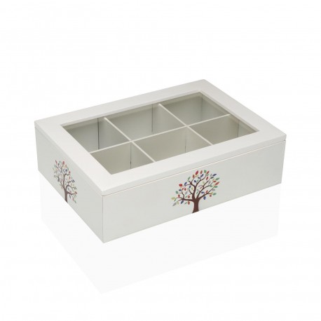 WOODEN TEA BOX 6 COMP. TREE