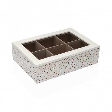 WOODEN TEA BOX 6 COMP. STELLA