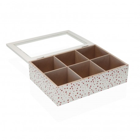 WOODEN TEA BOX 6 COMP. STELLA