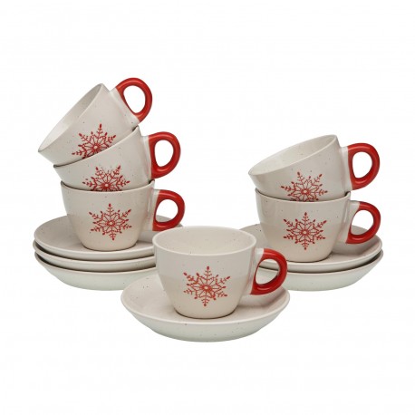 YULE COFFEE CUP & SAUCER SET OF 6